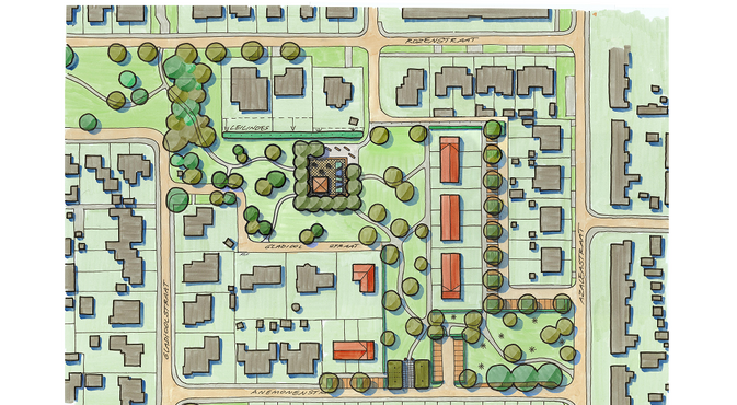 Afbeelding aangepaste voorstel woningbouwplannen LTS-park Musselkanaal